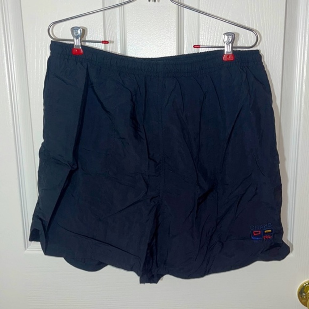 Men’s Sz L Chaps Ralph Lauren black swimsuit swim trunks shorts